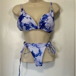 Blue Tie-Dye  3 piece Bikini Set